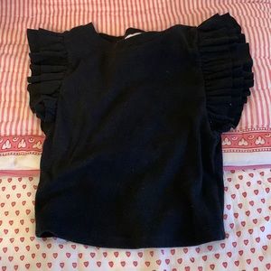 black Zara Ruffle Crop Top